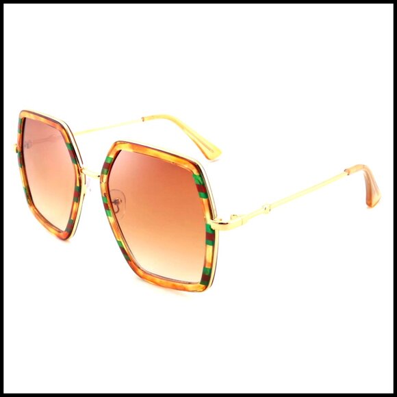Large Hexagon Sunglasses, Oversized Geometric Design, UV400 Protection main image 6